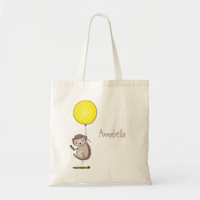 Bolso De Tela Patrón de hedgehog y personalizado de globos (Frente)