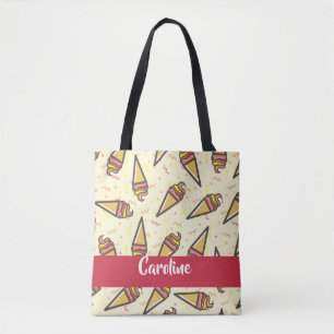 Bolso De Tela Patrón de helado de nombre personalizado