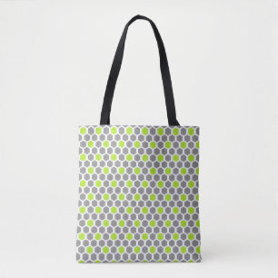 Bolso De Tela Patrón de hexágono de cal y gris