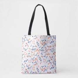 Bolso De Tela Patrón de hoja botánica Ditsy de naranja naval