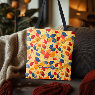 Bolso De Tela Patrón de Hoja de Otoño – Botánica Colorida de Oto