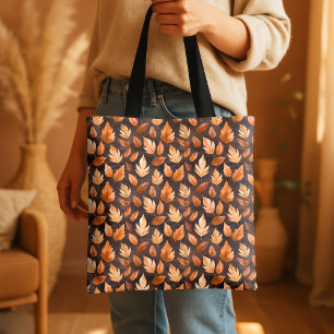 Bolso De Tela Patrón de hoja de otoño marrón ámbar dorado