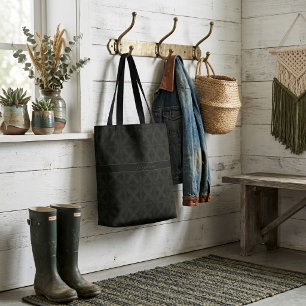 Bolso De Tela Patrón de hoja elegante verde moderno con monogram
