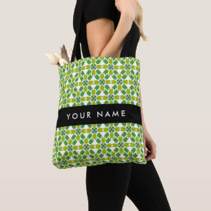 Bolso De Tela Patrón de Hoja, Hojas Verdes, Tu Nombre