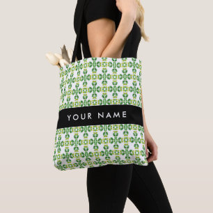 Bolso De Tela Patrón de Hoja, Hojas Verdes, Tu Nombre