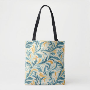 Bolso De Tela Patrón de hoja verde esmeralda y paisley de oro