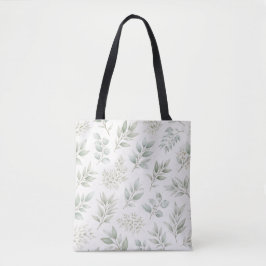 Bolso De Tela Patrón de hojas botánicas verde suave