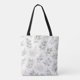 Bolso De Tela Patrón de hojas botánicas verde suave