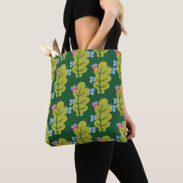 Bolso De Tela Patrón De Hojas Cutas Con Bugs Personalizados Verd