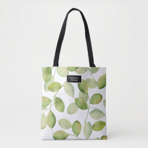 Bolso De Tela Patrón de hojas de acuarela elegante personalizado