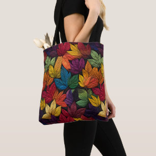 Bolso De Tela Patrón de hojas de otoño bordadas