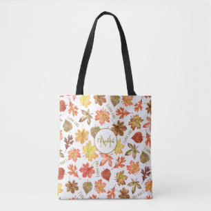 Bolso De Tela patrón de hojas de otoño me encanta caer personali