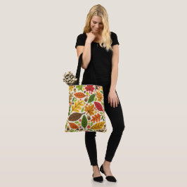 Bolso De Tela Patrón de hojas de otoño y bellotas coloridas