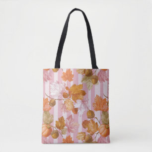 Bolso De Tela Patrón de hojas de otoño y maíz rosadas - Caída