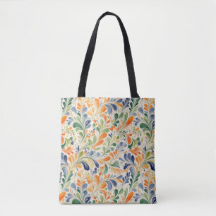Bolso De Tela Patrón de hojas de paisley coloridas de inspiració