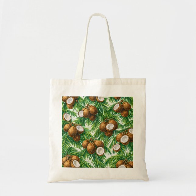 Bolso De Tela Patrón de hojas de palma de coco tropical (Frente)