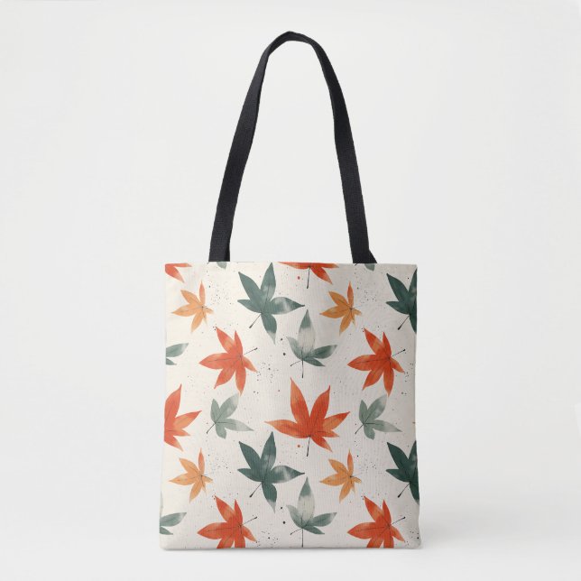 Bolso De Tela Patrón de hojas otoñales (Anverso)