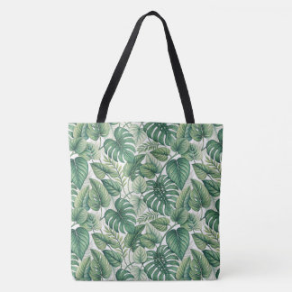 Bolso De Tela Patrón de hojas verdes
