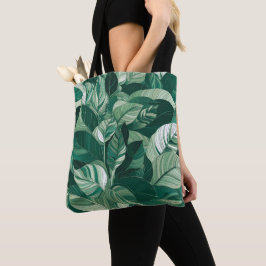 Bolso De Tela Patrón de hojas verdes modernas