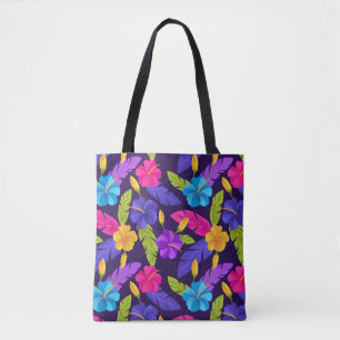 Bolso De Tela Patrón de hojas y flores tropicales-23857