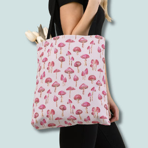 Bolso De Tela Patrón de hongo de bosque rosa