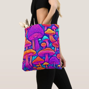Bolso De Tela Patrón de hongos coloridos