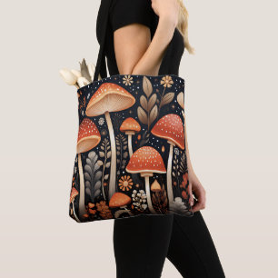 Bolso De Tela Patrón de hongos de Boho Woodland