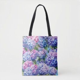 Bolso De Tela Patrón de Hydrangea rosa Púrpura Azul