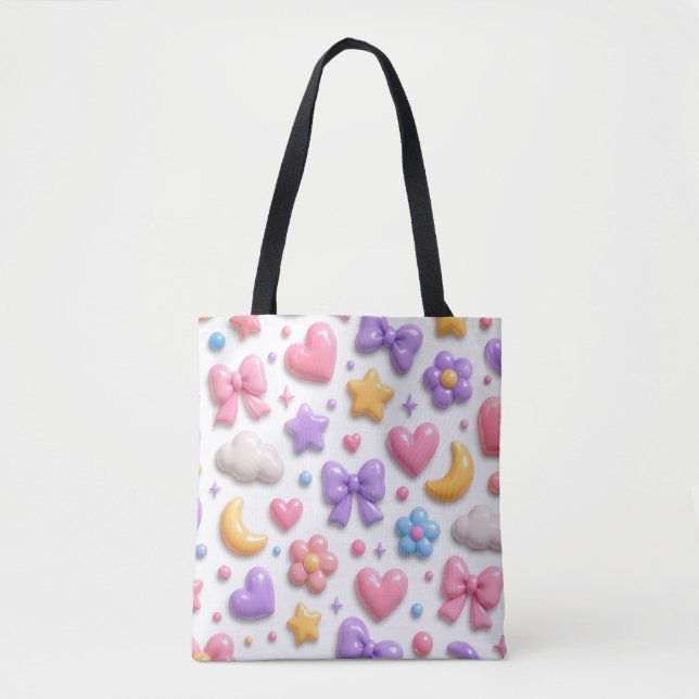 Bolso De Tela Patrón de iconos pastel de dulces lindos (Anverso)