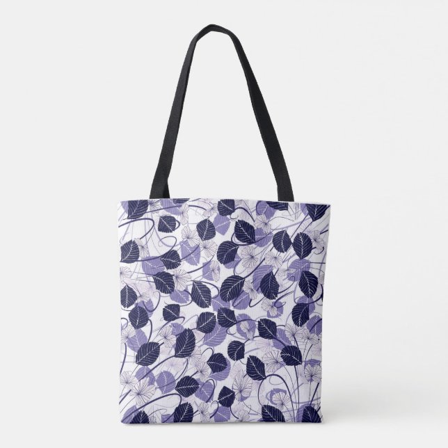 Bolso De Tela Patrón de Ilustracion Batik Purple y Vines (Reverso)