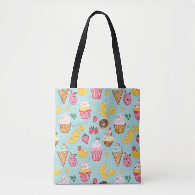 Bolso De Tela Patrón de Ilustracion de elementos alimentarios ac (Anverso)
