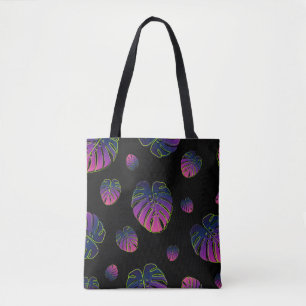 Bolso De Tela Patrón de Ilustracion de hoja tropical de Monstera