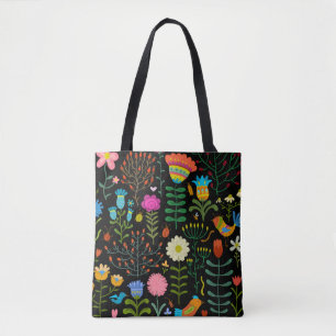 Bolso De Tela Patrón de ilustracion dibujado a mano con flores a