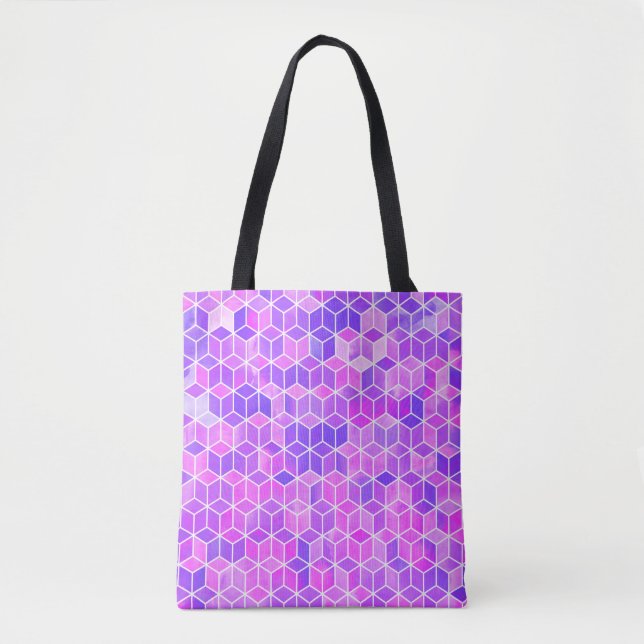Bolso De Tela Patrón de ilustracion hexagonal de acuarela (Anverso)