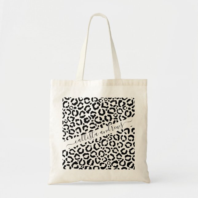 Bolso De Tela Patrón de impresión de animales del Leopardo Blanc (Frente)