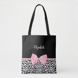 Bolso De Tela Patrón de impresión de leopardo blanco negro de co