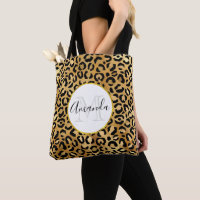 Patrón de impresión de leopardo en monograma dorad