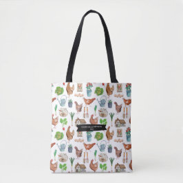 Bolso De Tela patrón de jardinería de granja de gallos