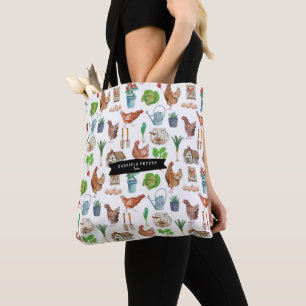 Bolso De Tela patrón de jardinería de granja de gallos