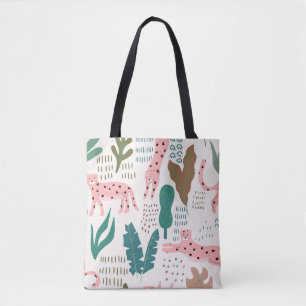 Bolso De Tela Patrón de jungla, huella de leopardo, vintage.