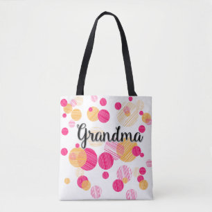 Bolso De Tela Patrón de la abuela rosada Polka-Dot