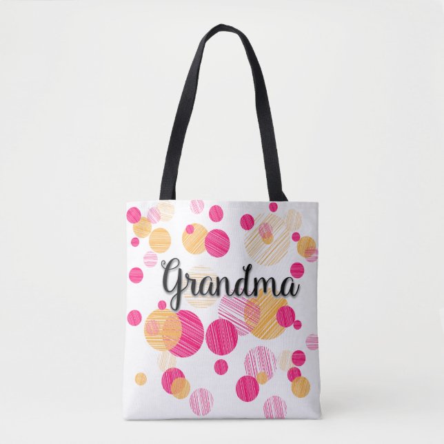 Bolso De Tela Patrón de la abuela rosada Polka-Dot (Anverso)