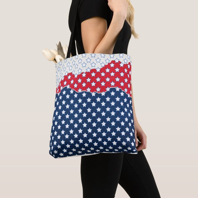 Bolso De Tela Patrón de la bandera estadounidense de las estrell (Detalle)