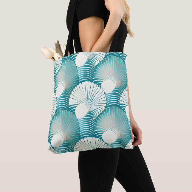 Bolso De Tela Patrón de la concha de mar azul (Detalle)