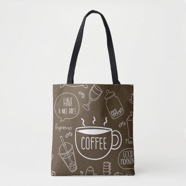 Bolso De Tela Patrón de la Copa de Café Retro - perfecto para Ba (Anverso)
