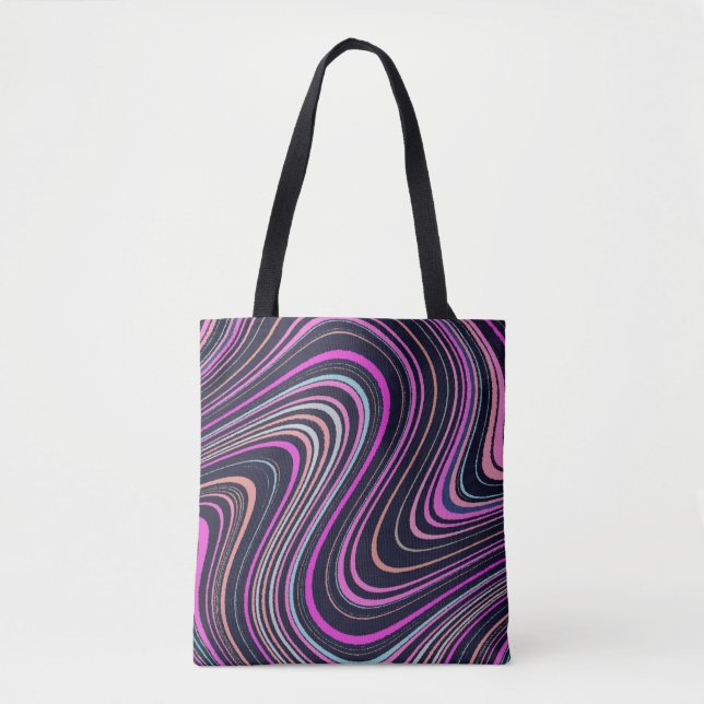 Bolso De Tela Patrón de la marina rosa púrpura magenta (Anverso)