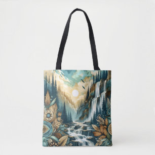 Bolso De Tela Patrón de la naturaleza del Boho de la cascada de 