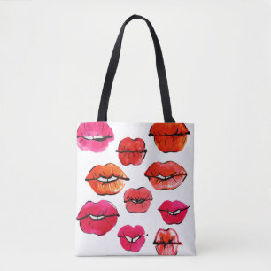 Bolso De Tela Patrón de labios de color de agua
