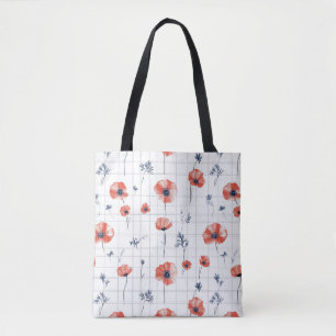 Bolso De Tela Patrón de lapachos rojos de color de agua en blanc