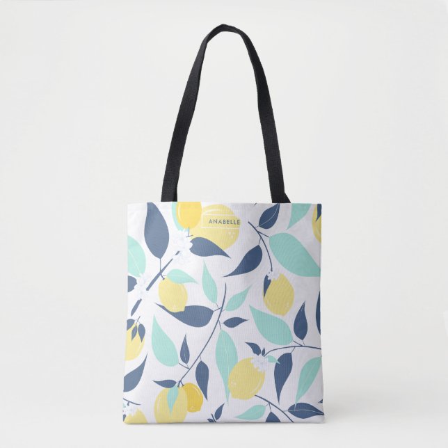 Bolso De Tela Patrón de lápiz y lémon amarillo (Anverso)